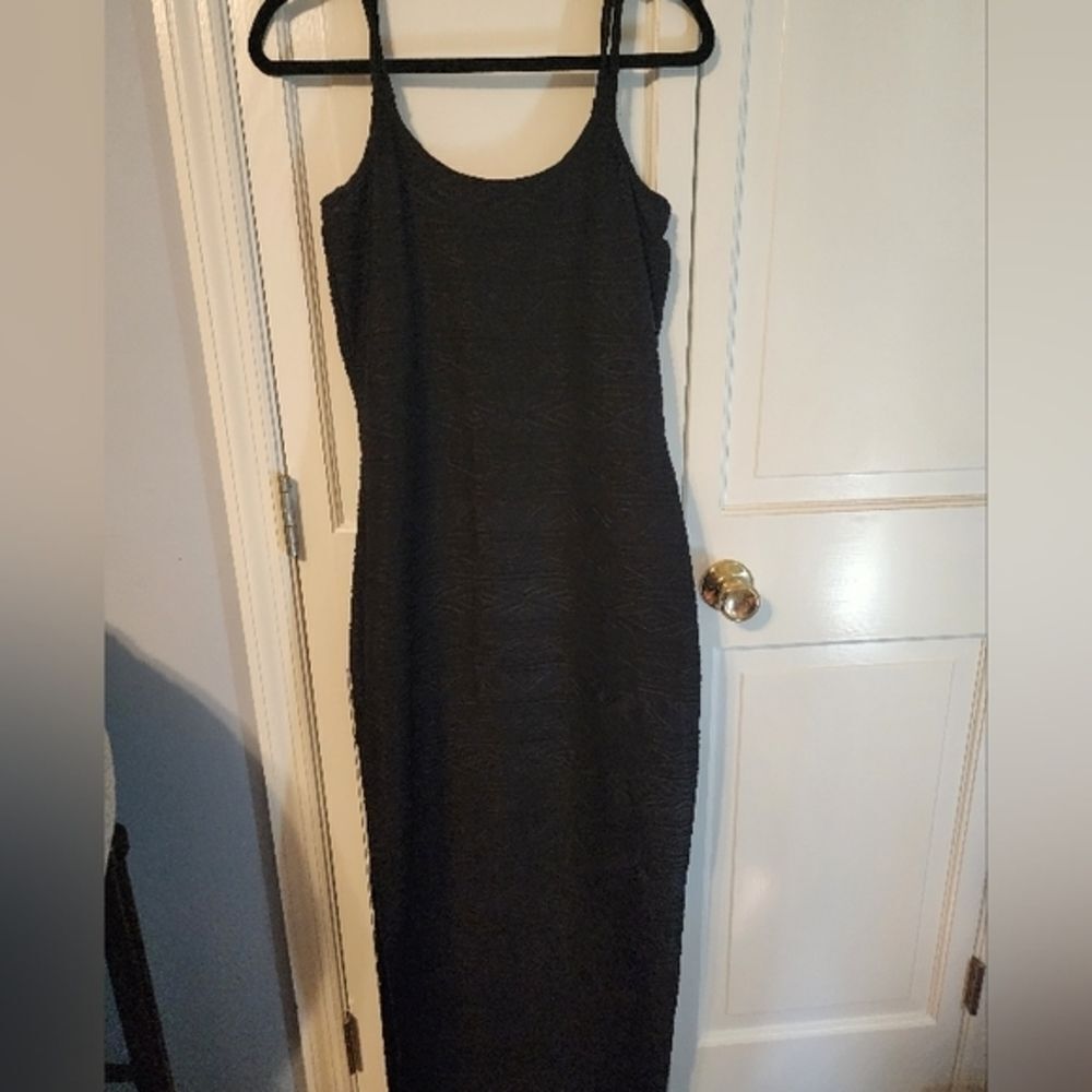 SHAPEFX Fitted Black Long ribbed dress,Simple, Shaping & Stunning. Size 8 NEW